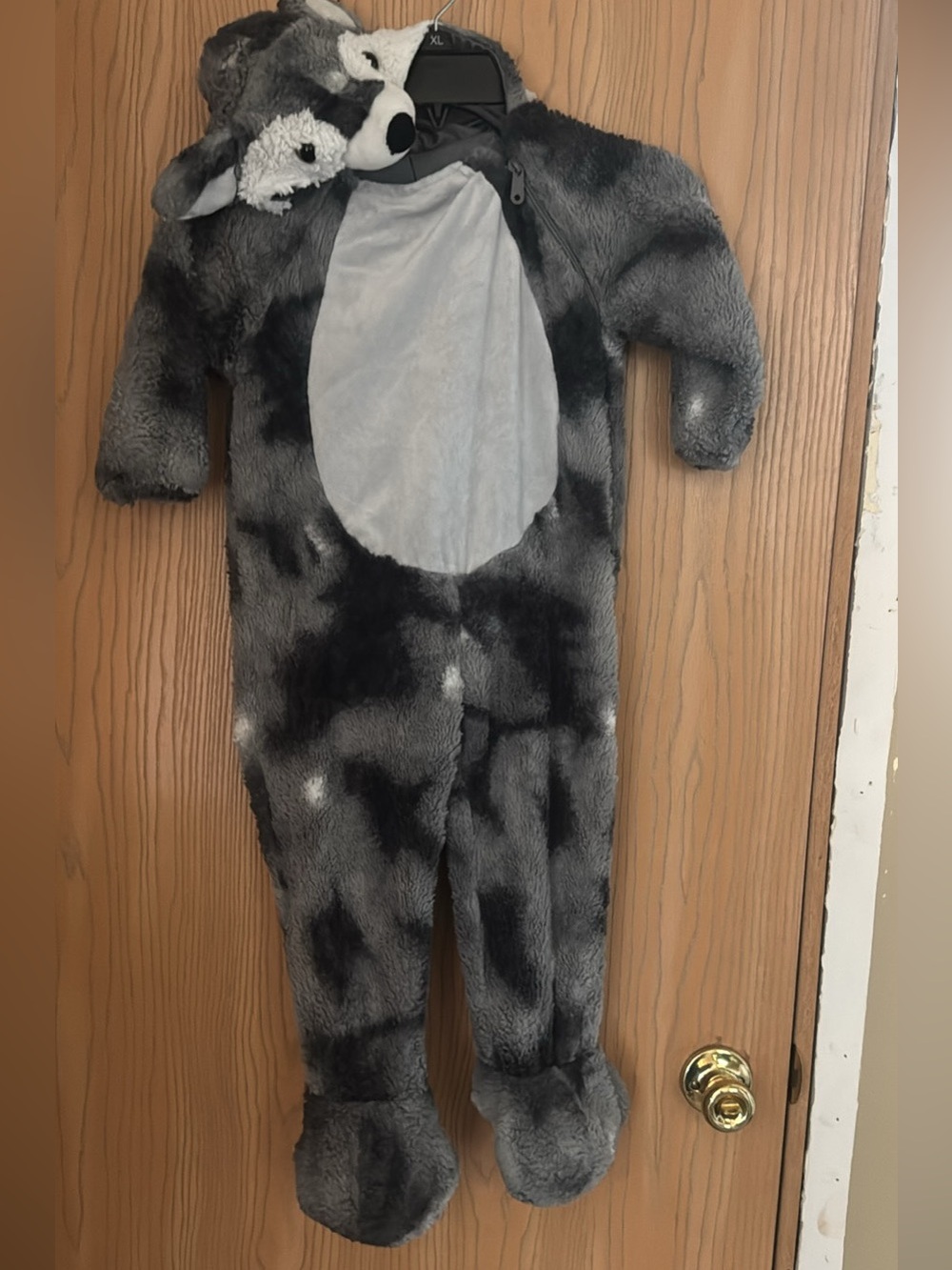 Target Gray Plush Wolf Kids One-Piece Footie